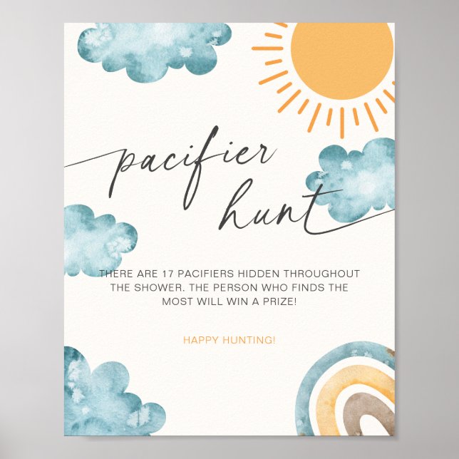 Affiche Here Comes The Son Baby Shower Pacifier Hunt Game (Devant)