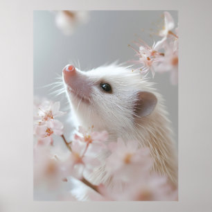 Affiche Hérisson adorable parmi les fleurs du printemps