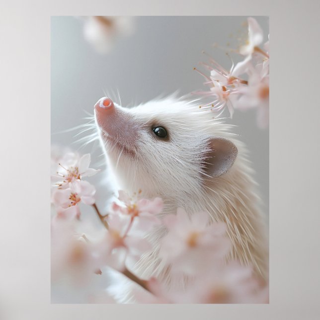 Affiche Hérisson adorable parmi les fleurs du printemps (Devant)