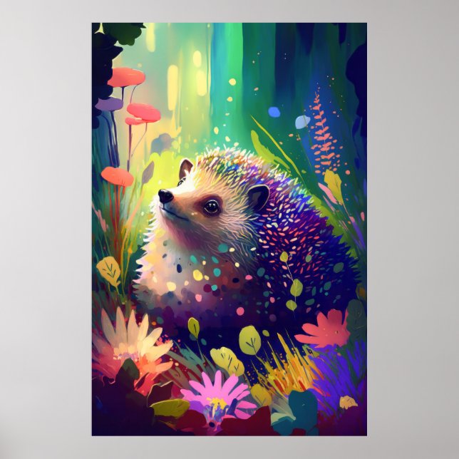 Affiche Hérisson Animal Portrait Peinture Faune Extérieur (Devant)