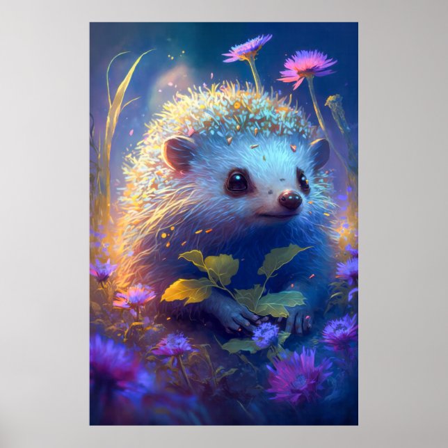 Affiche Hérisson Animal Portrait Peinture Faune Extérieur (Devant)