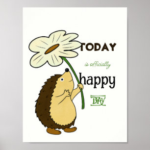 Affiche Hérisson avec fleur