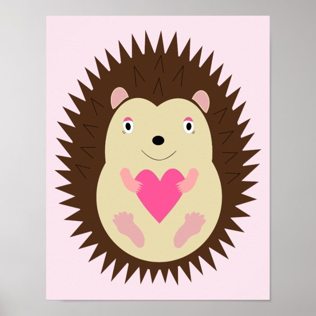 Affiche Hérisson Bébé Fille Rose Mignon sur Mesure (Devant)