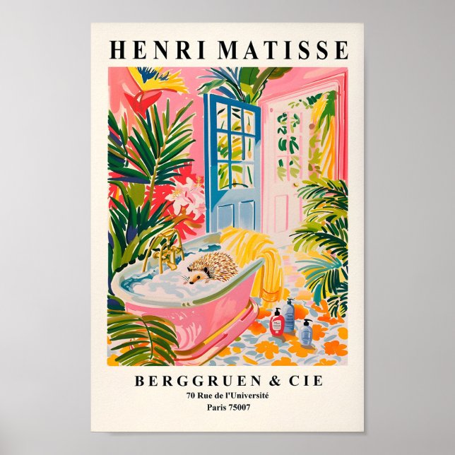 Affiche Hérisson Dans Baignoire Impression, Décor Dopamine (Devant)