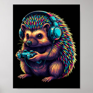 Affiche Hérisson de jeux vidéo d'animaux drôles Hérisson