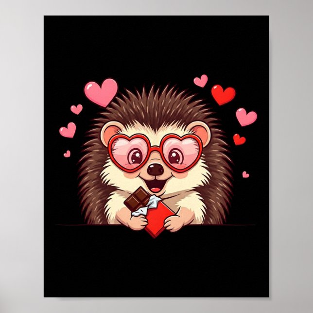Affiche Hérisson Drôle Cœur Chocolat Saint Valentin Femmes (Devant)