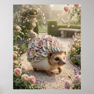 Affiche Hérisson en porcelaine luminaire de jardin
