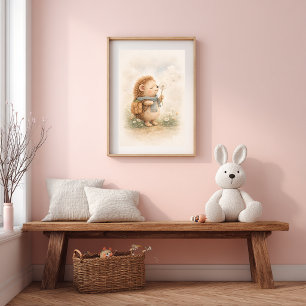 Affiche Hérisson Mignon avec Pissenlit Chambre d'Enfants N