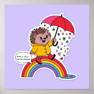 Affiche Hérisson positif - Motivationnel mignon