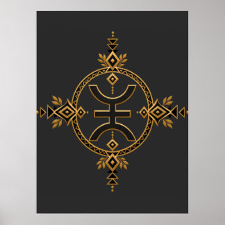 Affiche Héritage berbère amazigh Symbole géométrique Noir