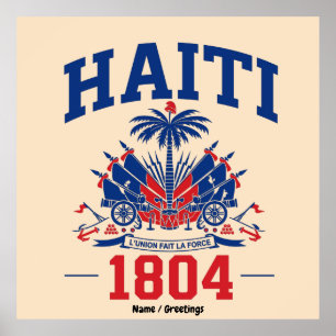 Affiche Héritage Graphique Drapeau Patriotique Vintage Haï
