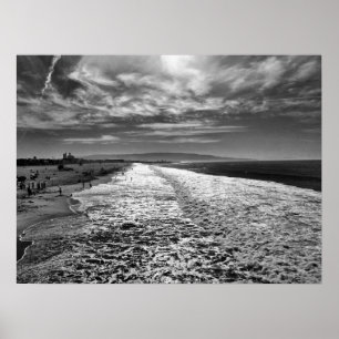 Affiche Hermosa Beach, photo en noir et blanc