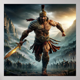 Affiche Héroïque bronze Epic Guerrier charge Art numérique
