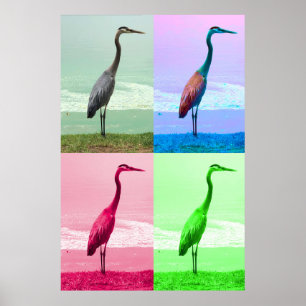 Affiche Heron au bord de l'eau