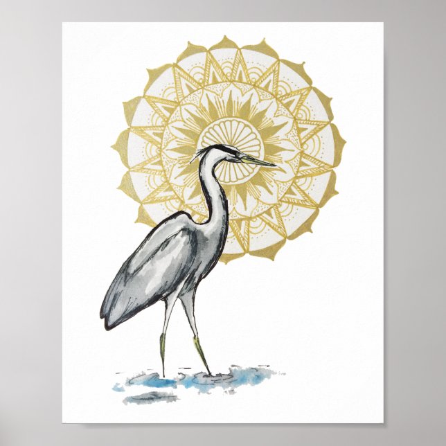 Affiche Heron Mandala 8x10 Imprimer (Devant)