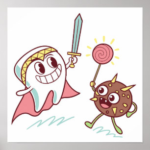 Affiche Héros des dents vs Bacteria Monster Dental Cartogr