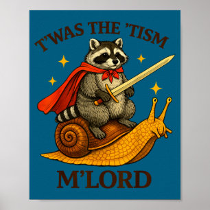 Affiche Héros drôle vintage raton laveur twas le tism m se