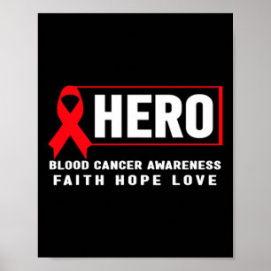 Affiche Héros du cancer du sang - Ruban rouge de sensibili