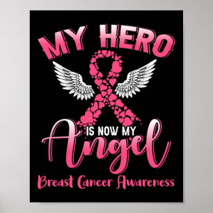 Affiche Héros est maintenant mon ange cancer du sein rose