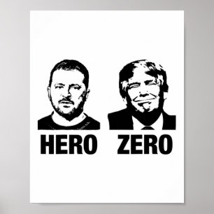 Affiche Héros Zelensky Zéro Trump Soutenez L'Ukraine Souti