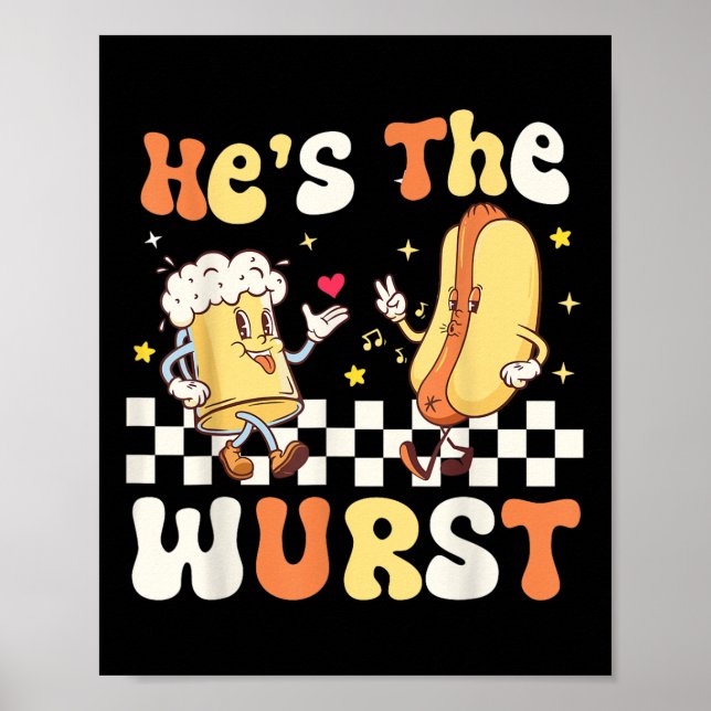 Affiche Hes Wurst Retro Sausage Cadeau De Bière Pour Fête (Devant)