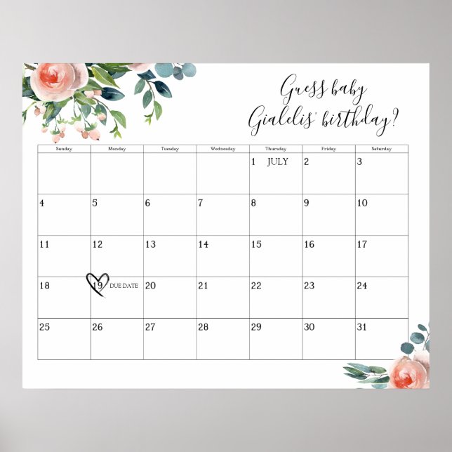 Affiche Heure du Baby shower de thé Date d'échéance Devis (Devant)