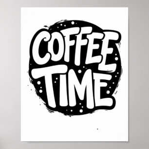 Affiche Heure du café - Autocollant de typographie manuscr