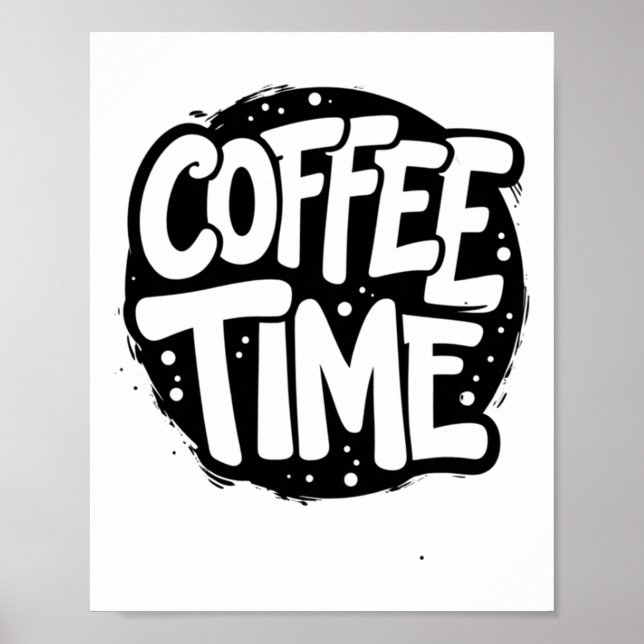 Affiche Heure du café - Autocollant de typographie manuscr (Devant)