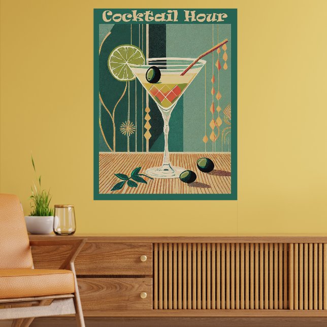 Affiche Heure du cocktail design milieu de siècle (Salon 2)