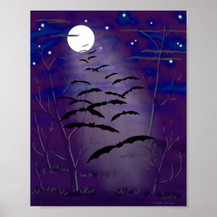 Affiche Heure Envoûtante avec Pleine Lune Blanche et Chauv