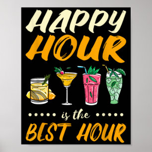 Affiche Heure Heureuse Drôle Est L'heure _ Queue Fête