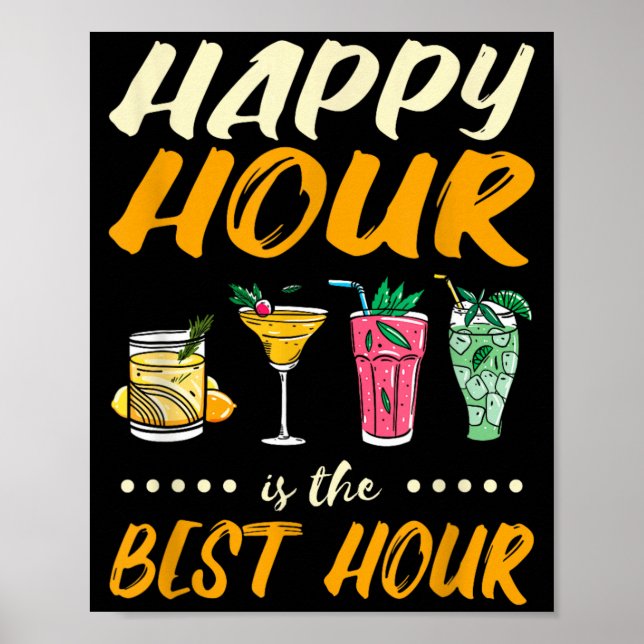 Affiche Heure Heureuse Drôle Est L'heure _ Queue Fête (Devant)
