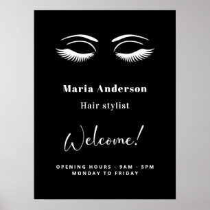 Affiche Heures d'ouverture de l'artiste en maquillage noir