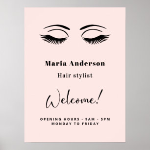 Affiche Heures d'ouverture de l'artiste en maquillage or r