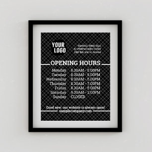 Affiche Heures d'ouverture de l'entreprise avec logo et te