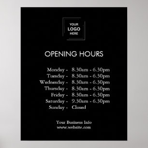 Affiche Heures d'ouverture du logo d'entreprise moderne no