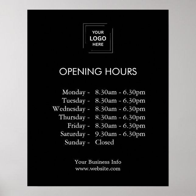 Affiche Heures d'ouverture du logo d'entreprise moderne no (Devant)