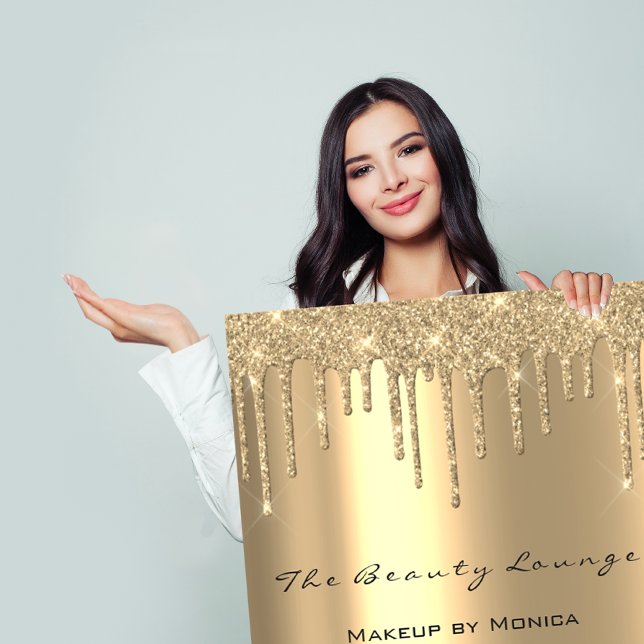 Affiche Heures d'ouverture du maquillage Gold Salon Drives (Makeup Opening Hours Gold Salon Drips Spark Prices Poster )
