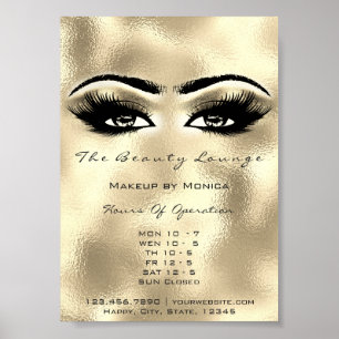Affiche Heures d'ouverture du maquillage Gold Salon Eyes