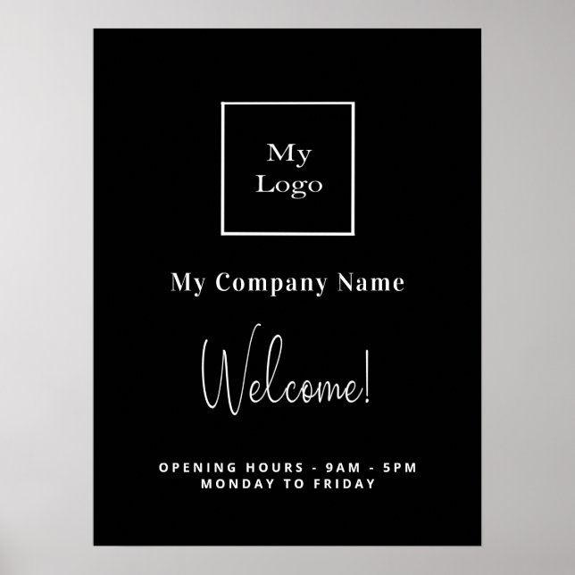 Affiche Heures d'ouverture du nom du logo de l'entreprise  (Devant)