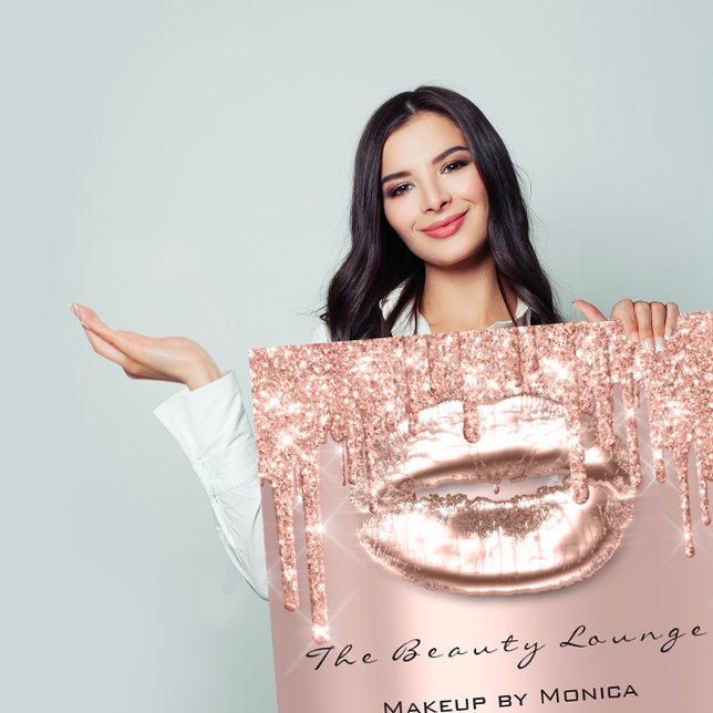 Affiche Heures d'ouverture du salon de maquillage pour les (Lips Makeup Opening Hours Salon Rose Drips Spark Poster )