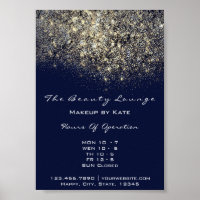 Heures d'ouverture Gold Blue Navy Sequin Confetti