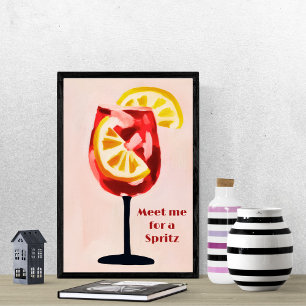Affiche Heureuse Heure de Cocktail Italien Vintage Rétro C