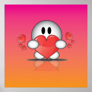 Affiche Heureuse Sainte-Valentin avec le coeur et dessin a
