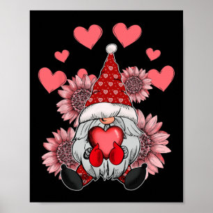 Affiche Heureuse Sainte-Valentin Gnome Avec Tournesol Léop