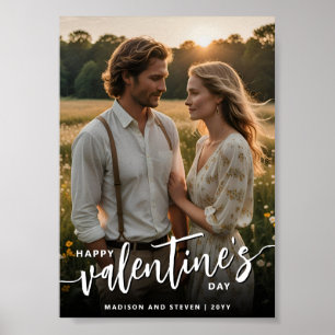Affiche Heureuse Sainte-Valentin photo personnalisé Élégan