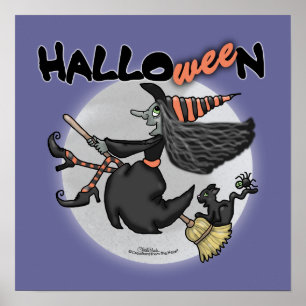 Affiche Heureuse sorcière HalloWEEn