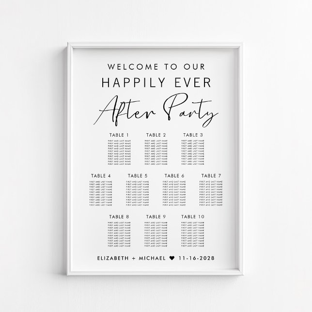 Affiche Heureusement Jamais après 10 Mariage de table Tabl (Créateur téléchargé)