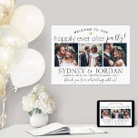 Affiche Heureusement Jamais Après La Fête 3 Photo Mariage<br><div class="desc">Bienvenue invités à votre réception de mariage avec un élégant collage photo personnalisé 3 poster 18"x24". Les images et tout le texte sont simples à personnaliser. (CONSEIL EN MATIÈRE DE PLACEMENT D'IMAGE : Une façon simple de centrer une photo exactement comment vous voulez est de la rogner avant de la...</div>