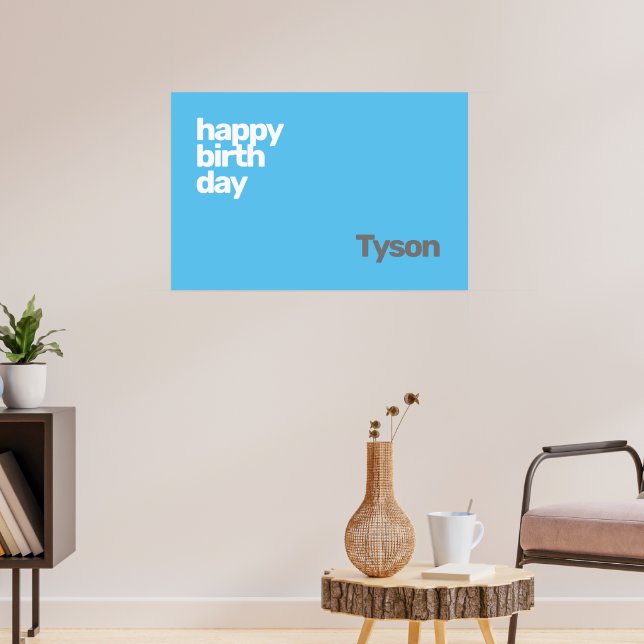 Affiche heureux Anniversaire minimal simple PERSONNALISÉ (Salon 3)